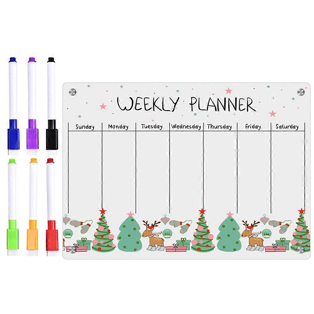 1 Set Fridge Planner Board Reusable Acrylic Board Dry Erase Board Magnetic Write Board