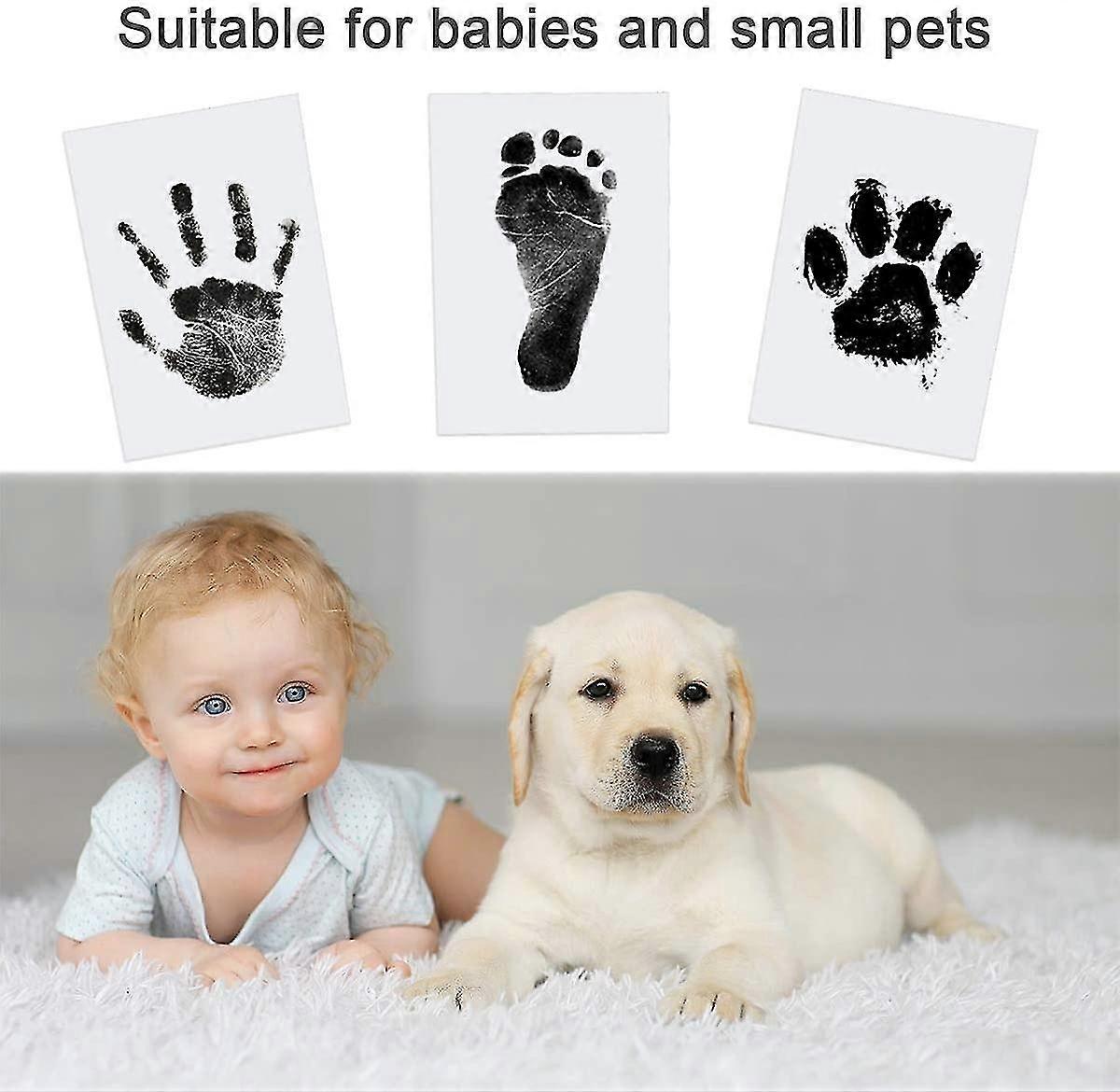 Baby Handprint And Footprint Kit, 4 Baby Handprint Ink Pads With Clean-touch-MXBC