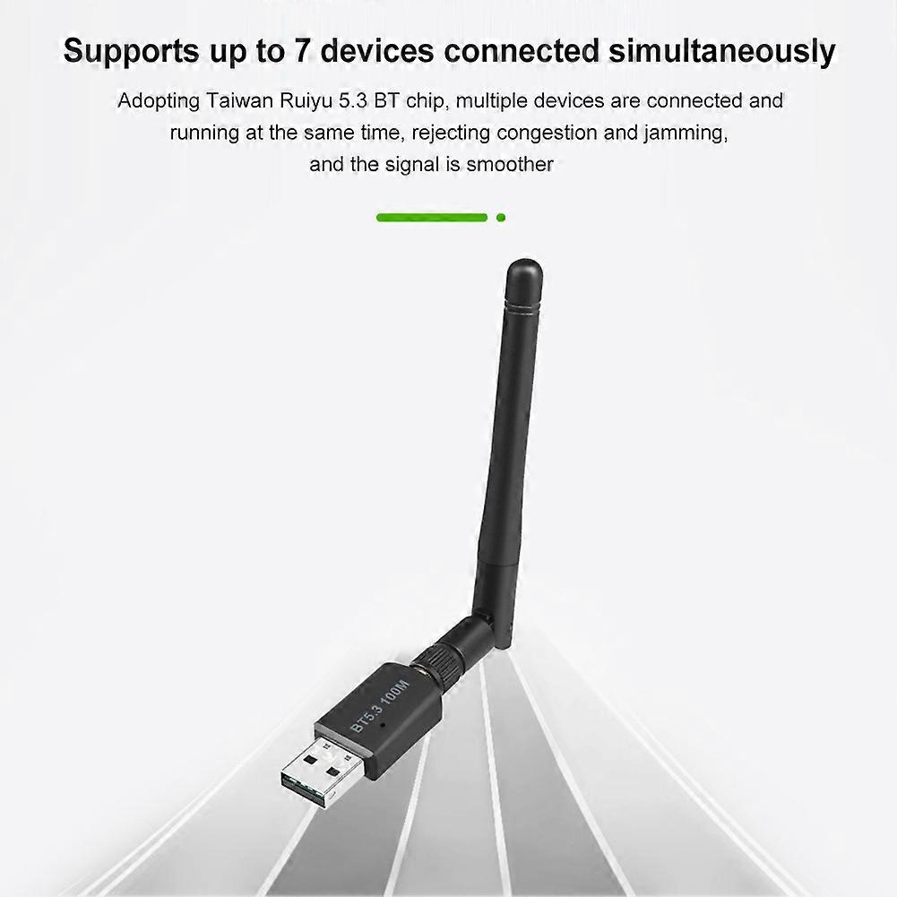 USB Adapter 100M Long Range Wireless Adapter 3Mbps Bluetooth-compatible 5.3 Support Windows 7/win8.1/win10/11 for PC Computer