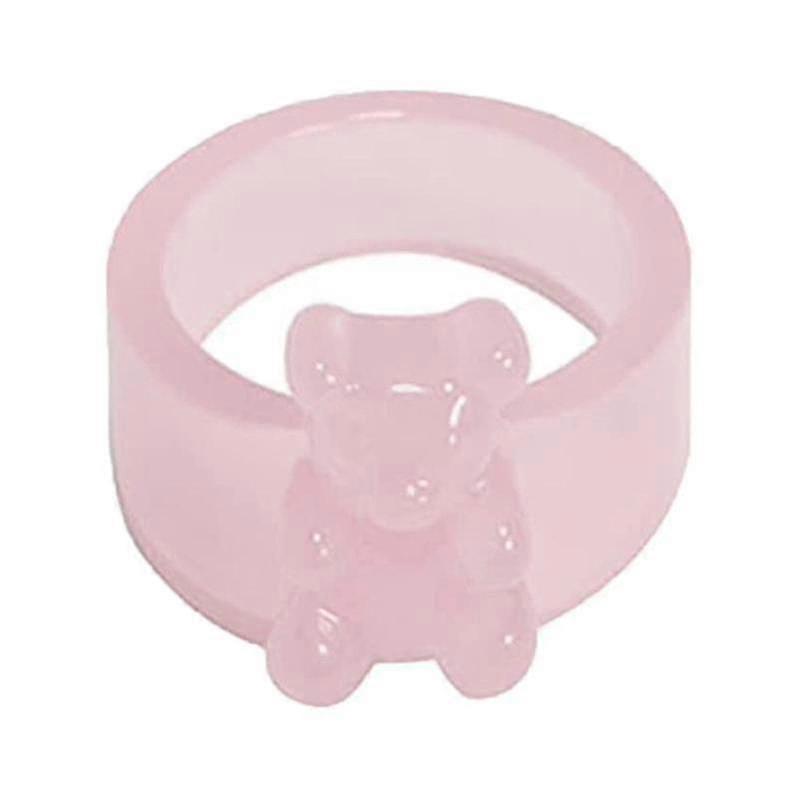 ממתק צבע שרף דוב טבעת אצבע שקוף טבעת ערימה קריקטורה ניתנת לערימה טבעת אצבע מסיבת אופנה תכשיטים מתנה לילדה