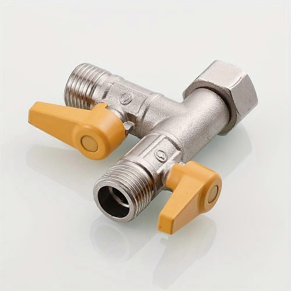 New style 1pc 2-Way Brass Valve Splitter, 3/4 Inch Garden Hose Connector With Extended Handle, Metal Durable Water Pipe Adapter, Dual Shut-Off Control