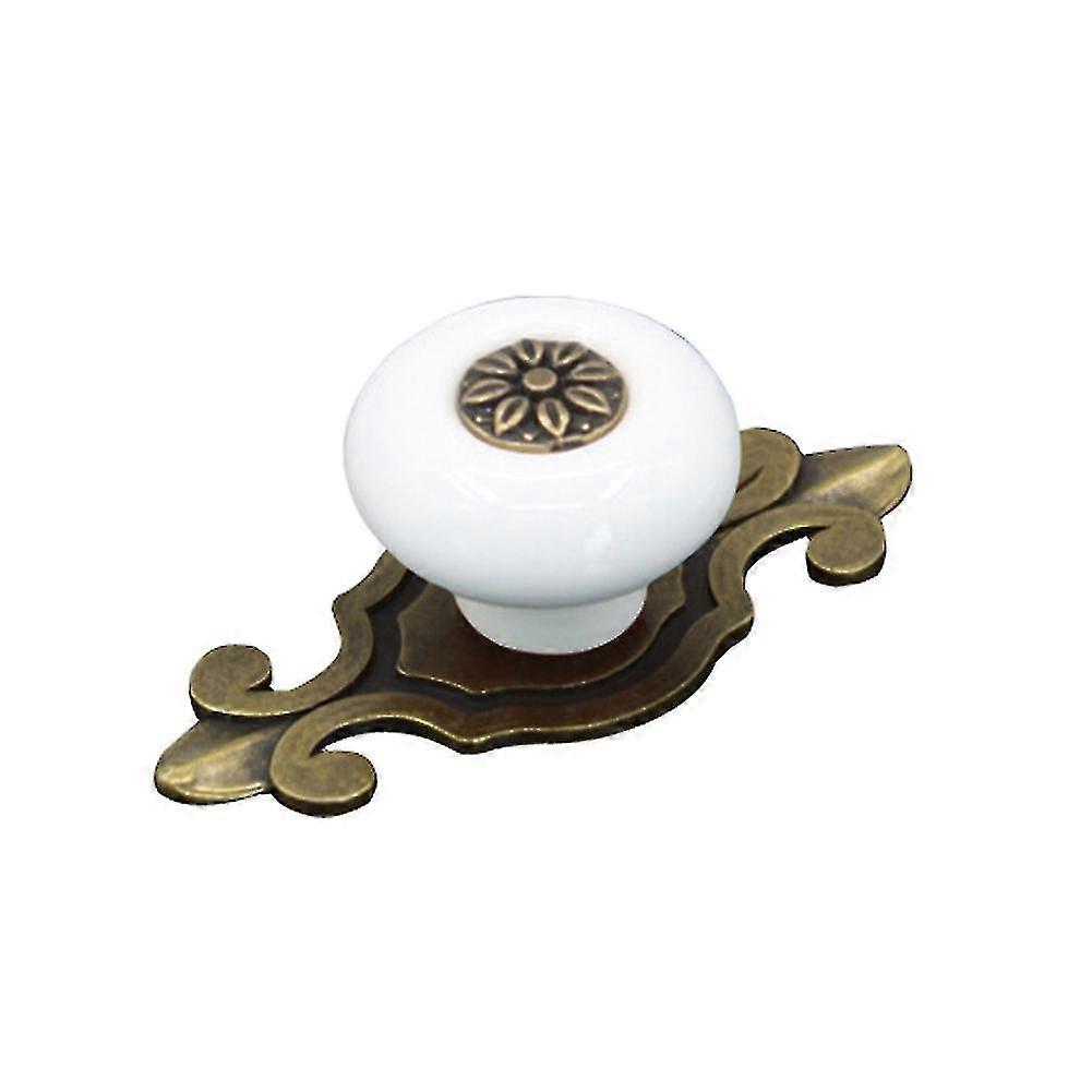 1 Pair Ceramic Door Drawer Cupboard Handle Pull Knobs Bronze Zine Alloy Base