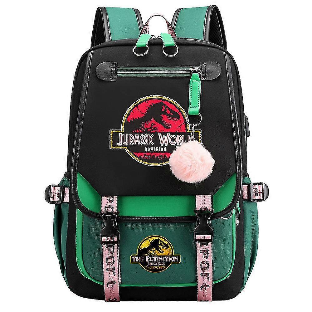Σακίδιο δεινοσαύρων Jurassic Park για αγόρια, κορίτσια, εφήβους - Τσάντα σχολικού βιβλίου καμβά με θήκη φορητού υπολογιστή - Ιδανικό σακίδιο ταξιδιού για παιδιά και γυναίκες