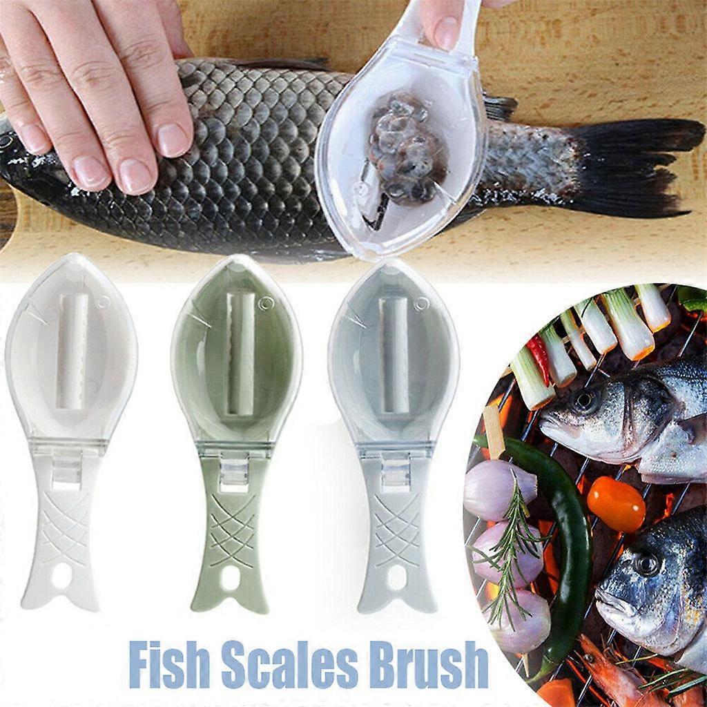 1pc Fish Skin Brush Scraping Fishing Scale Graters Fast Remove Knife Cleaning Peeler Scaler Scraper With Knife Device Cocina