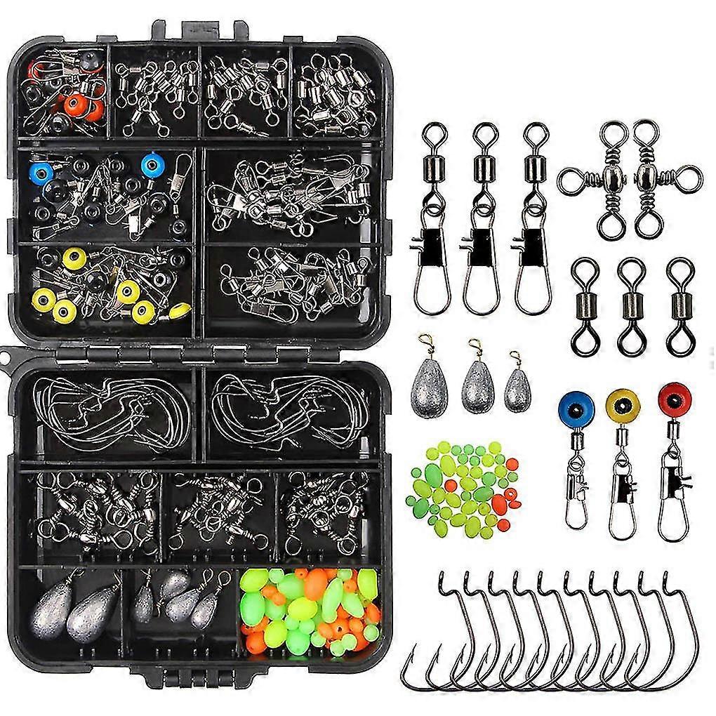 160pcs Angelgerte Set Jig Haken Perlen Sinker Gewicht Swivels Snaps  Sliders Kit Angeln Zubehr | Fruugo DE