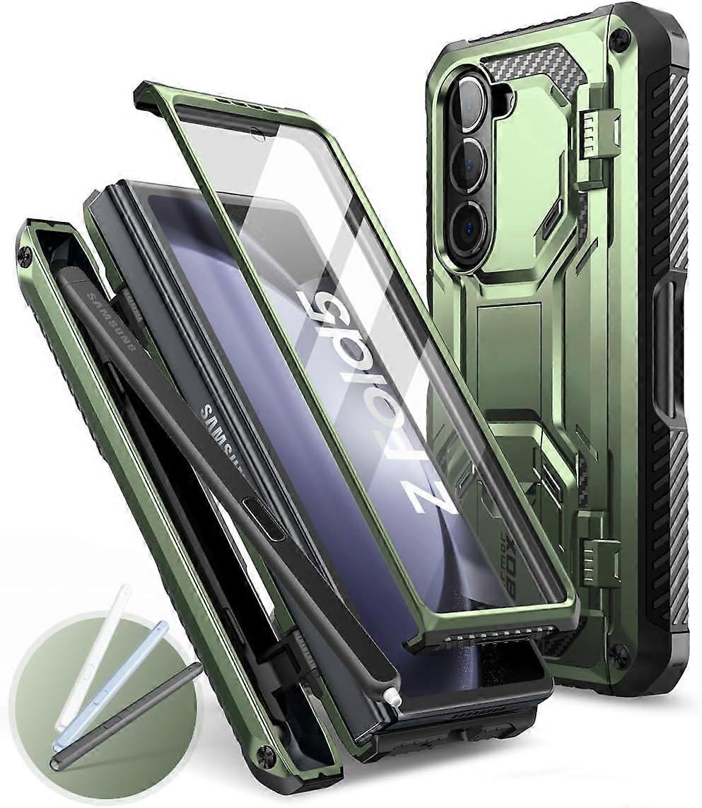 Progettato per Samsung Galaxy Z Fold 5 Case (release) con portapenne e 3 copripenne in silicone, Full Bo Guldan