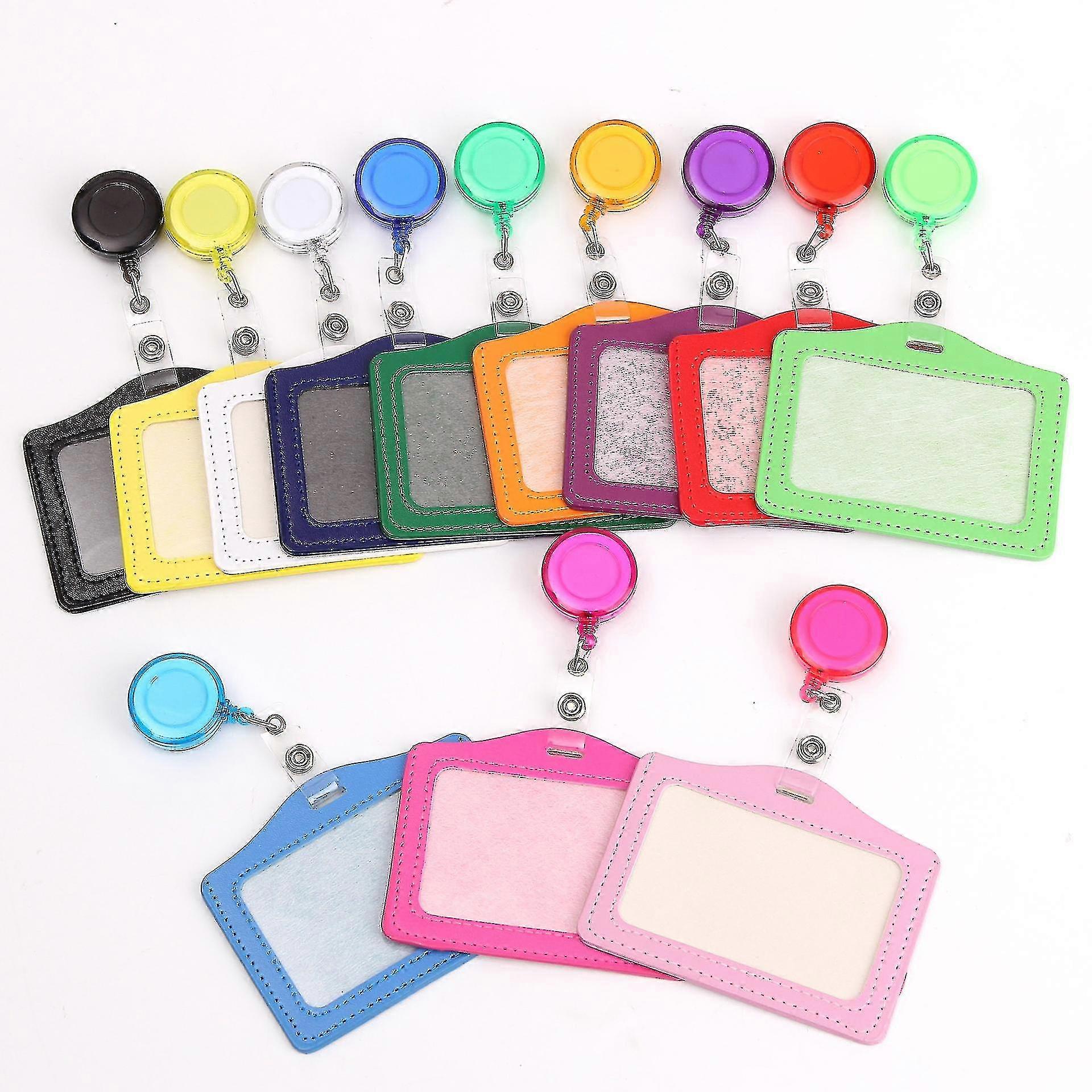 Multicolor Retractable Card Holders With Retractable Clip,12pcs