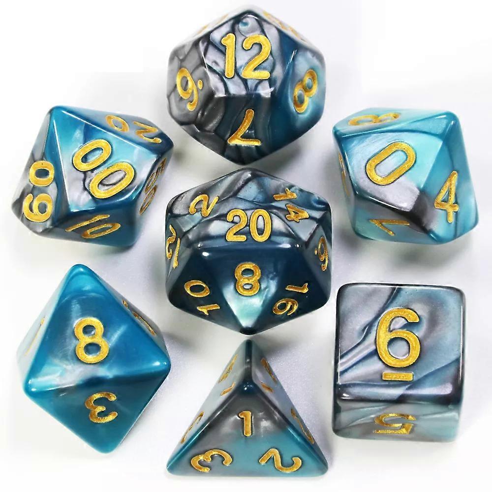 Polyhedral Dice Set with Pouch Double-Colors Gold Numbers of for DND RPG Table Games