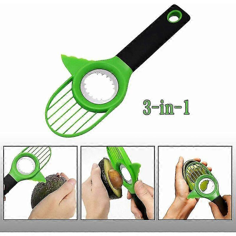 3 in 1 Avocado Slicer - Avocado Cutter Peeler with Stainless Steel Blade and Silicone Handle