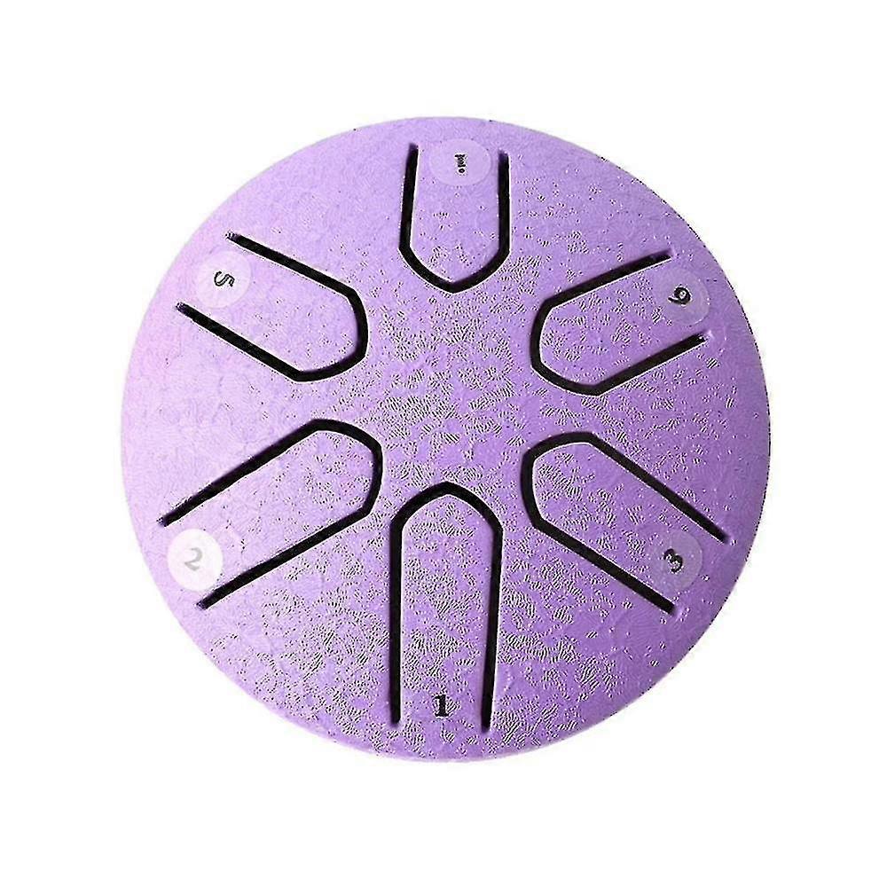 3 Inch 6-tone Steel Tongue Drum Mini With Drumsticks Percussion Musical Instruments Drum Purple