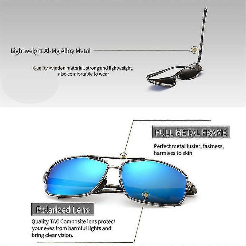Uv400 Ultra Lightweight Rectangular Polarized Sunglasses