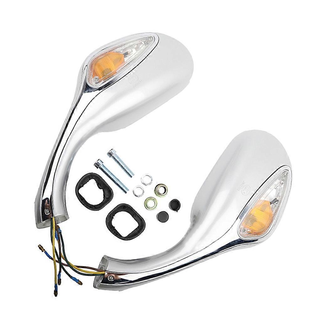 Motorcycle Rearview Side Mirrors with LED Light Sequential Indicator for GY6 125
