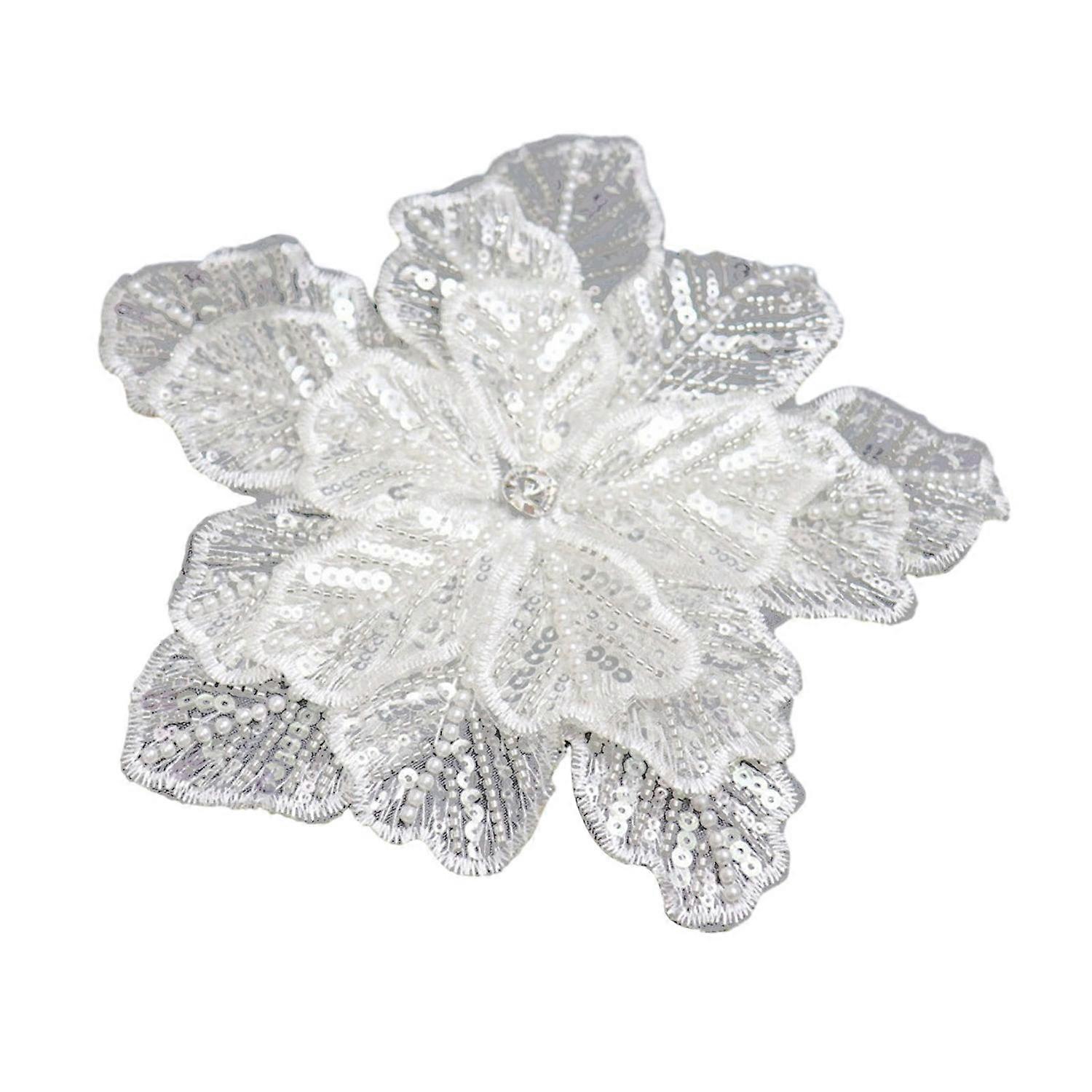 DIY Patch Decoration Multi-layer Sequins Faux Pearls Flower Shape Large Embroidery Appliques Dress