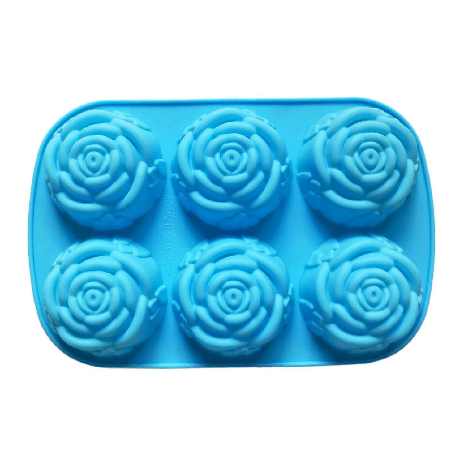 Cake Mold Flexible Non-stick Rose Flower Shape Silicone Mold 6 Grids Chocolates Jelly Mold for Home