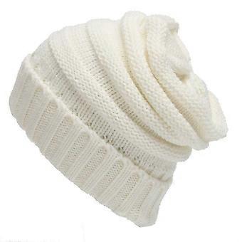 Bonnet, écharpe et gants en tricot de couleur unie pour l'hiver (blanc), 4 pièces