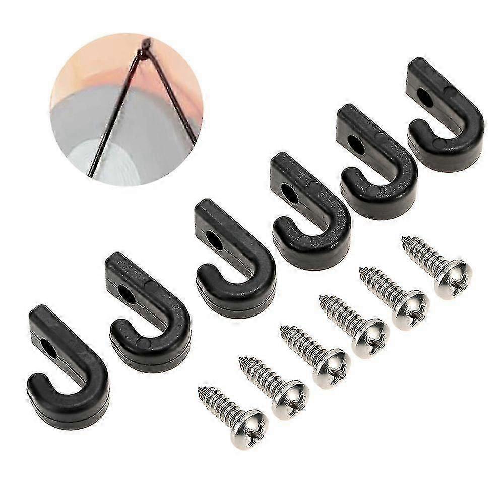 6pcs Nylon J-hooks For Kayaks Canoes Or Boats With Screws Lashing Hooks For Kayak Bungee Cord