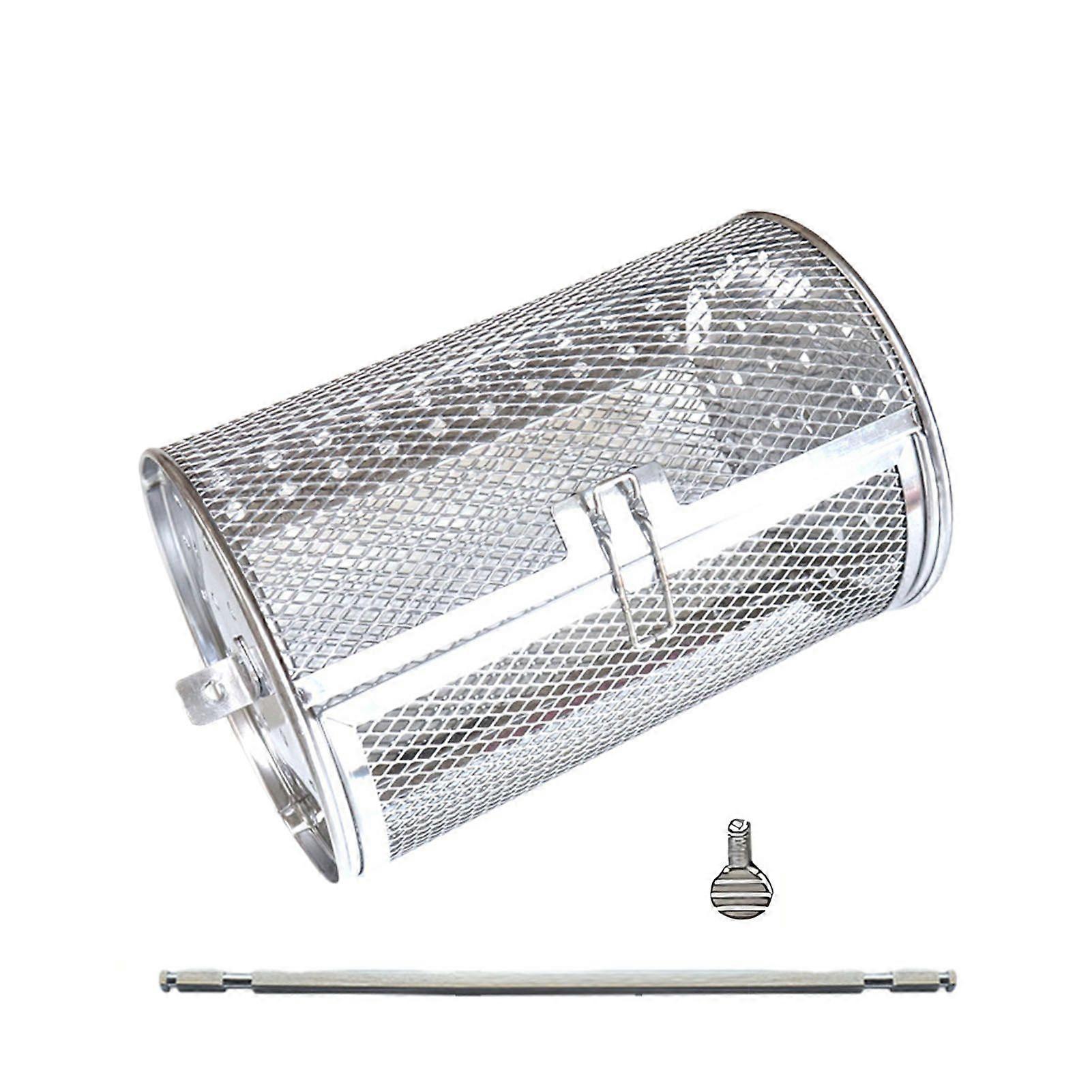 Stainless Steel Rotating Grill Basket Set for Outdoor Grilling Vegetables Fish BBQ Kit Upgraded Stick Style Chicken Wing Cage Automatic Rotating 360 R