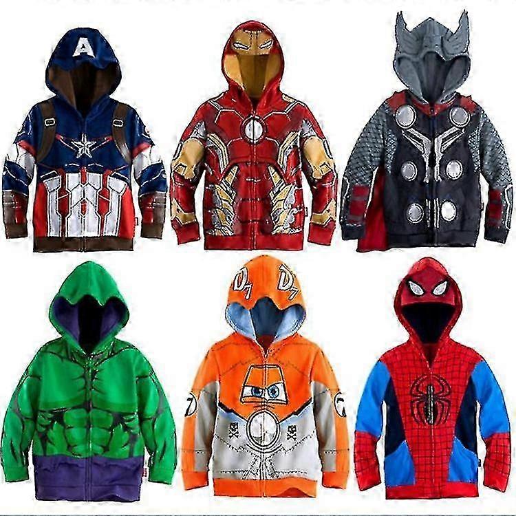 Boys' Spider-man Hooded Jacket 3~8 Years Old Children's Zip-up Hoodie