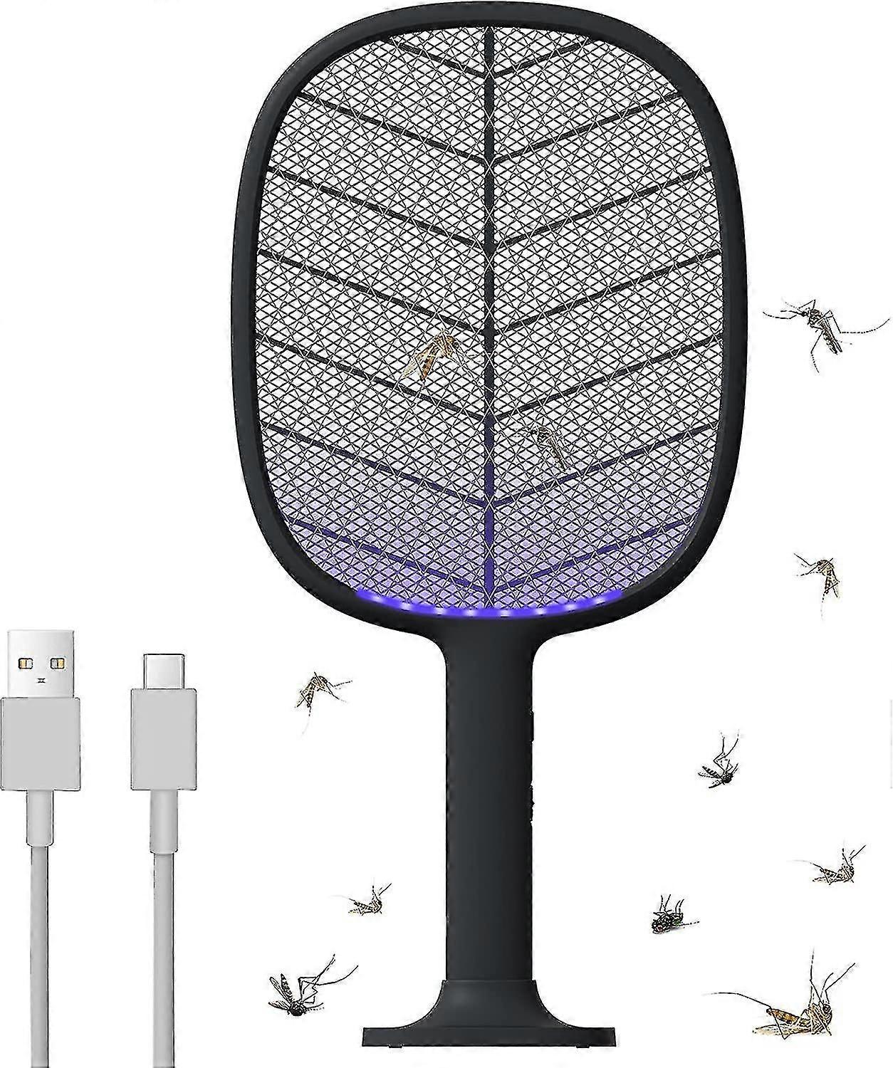 Portable Handheld Bug Zapper Raet For Indoor Outdoor Use, Usb Rechargeable Electric Fly Swatter For Fly, Bug, Pest, Insects, Mosquito Killer, Large
