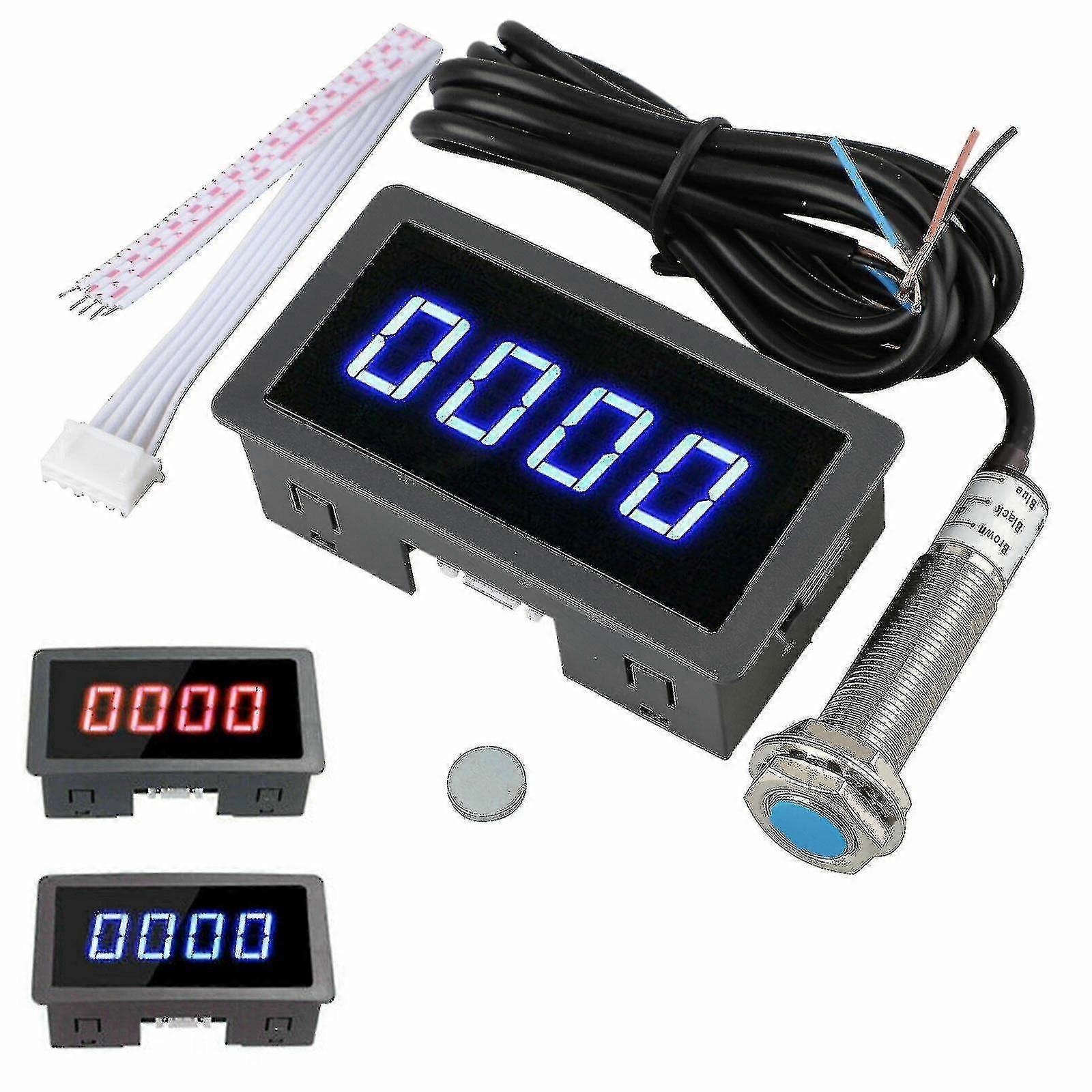 4 Digital Led Tachometer Rpm Speed Meter + Hall Proximity Switch Sensor Npn
