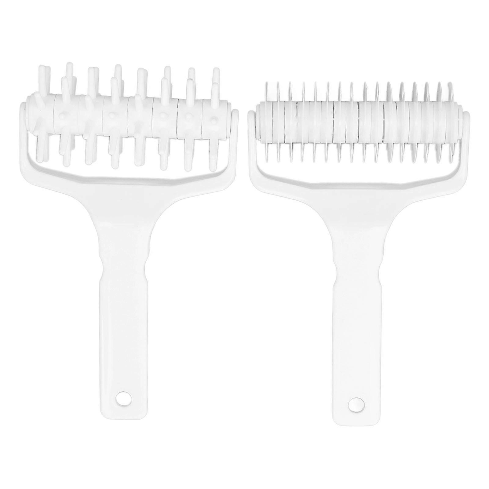 2 Pcs Pizza Dough Roller Docker Plastic Crust Hole Puncher with Long Handle for Pastry Pie Biscuits Bread