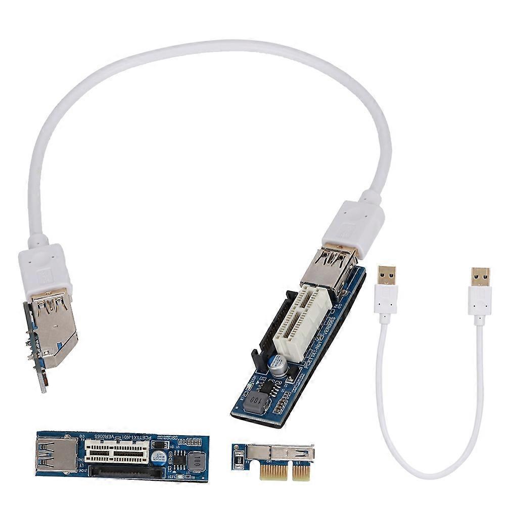 PCI-E 1X Extension Cable Cord Riser Card Power USB Extender 30cm White