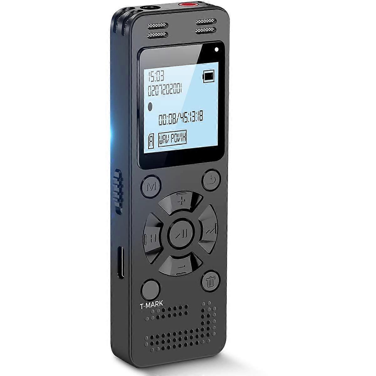 64GB Digital Voice Recorder Voice-Activated Audio Recording Device with Password, 4600 Hours, Playback, MP3 Player