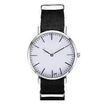 Zhoulianfa Heren Casual Mode Nylon Band Analoog Quartz Horloge Zakelijk Polshorloge (Zwart)
