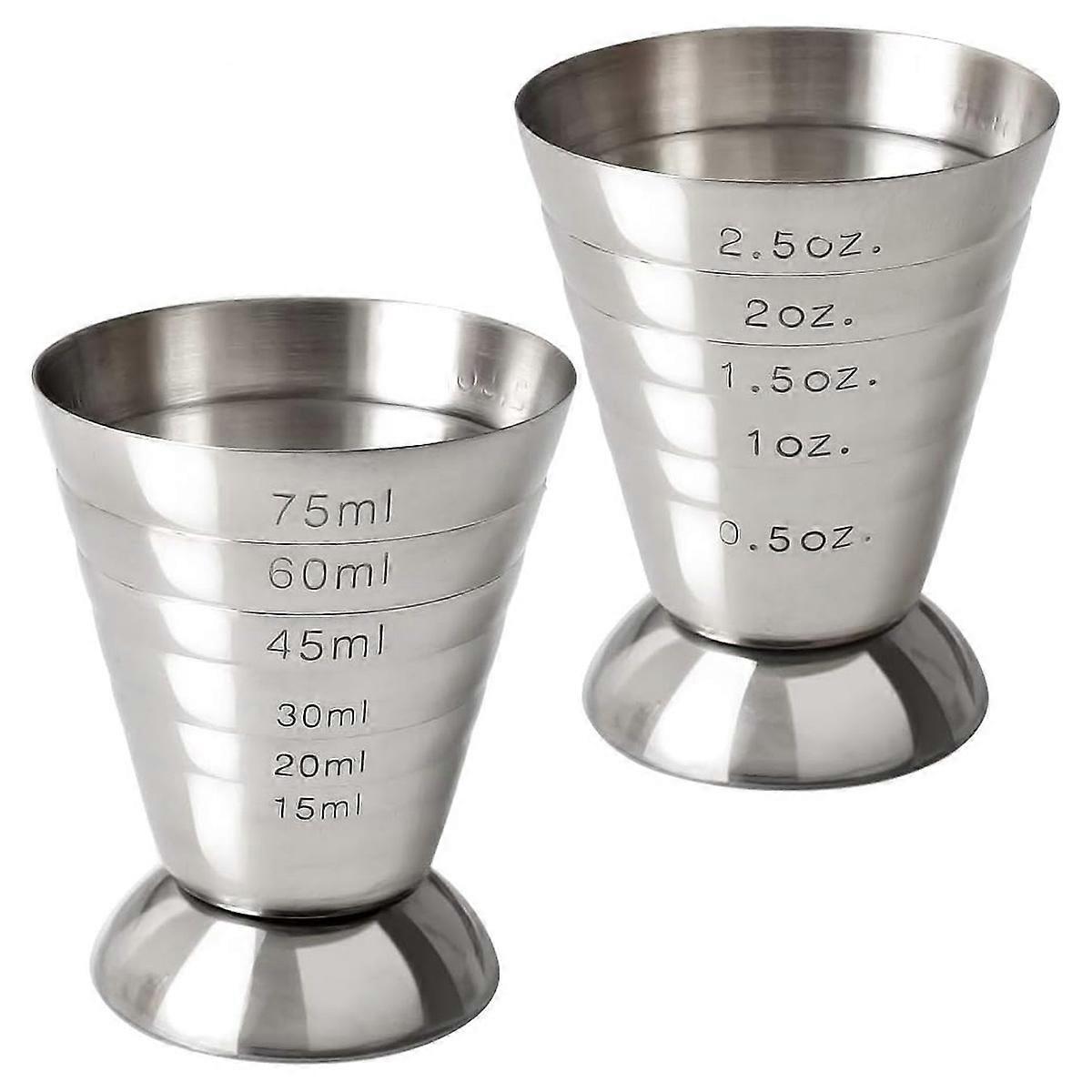 2-pack cocktail measurers for liquid or dry mini espresso