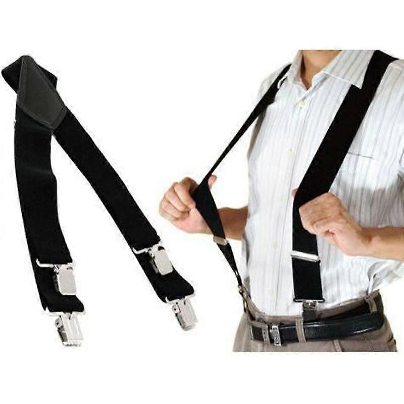 X-Shape Elastic Adjustable Trouser Braces - YY - Black - Unisex