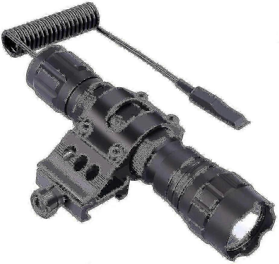Led Tactical Flashlight, 1 Flashlight Mode, With Push Button Switch And 45 Mounting Rail, Side Offset Ring