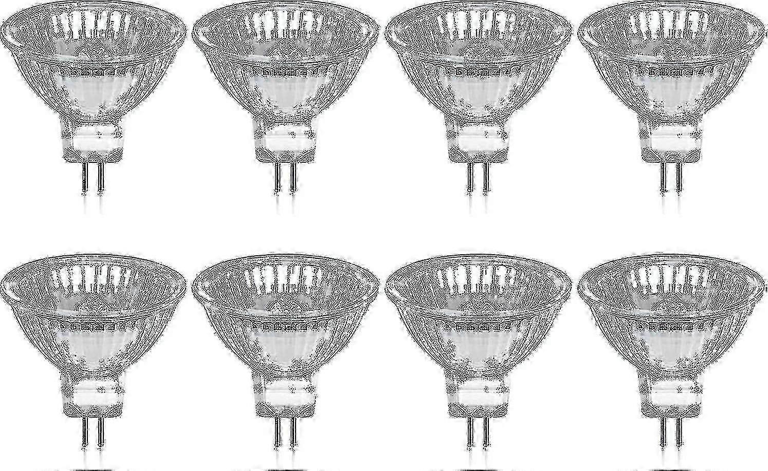 8個のハロゲン電球のパックGu5.3 MR16 35w 12v調光可能-温白色2800k、400ルーメン、ガラスカバーFi