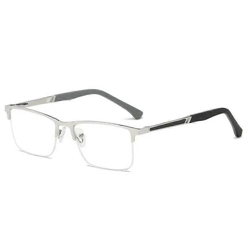 Business Men's Square Metal Reading Glasses Cut Edges Half Frame Presbyopia Glasses Anti Blue Light Far Sight Eyeglasses