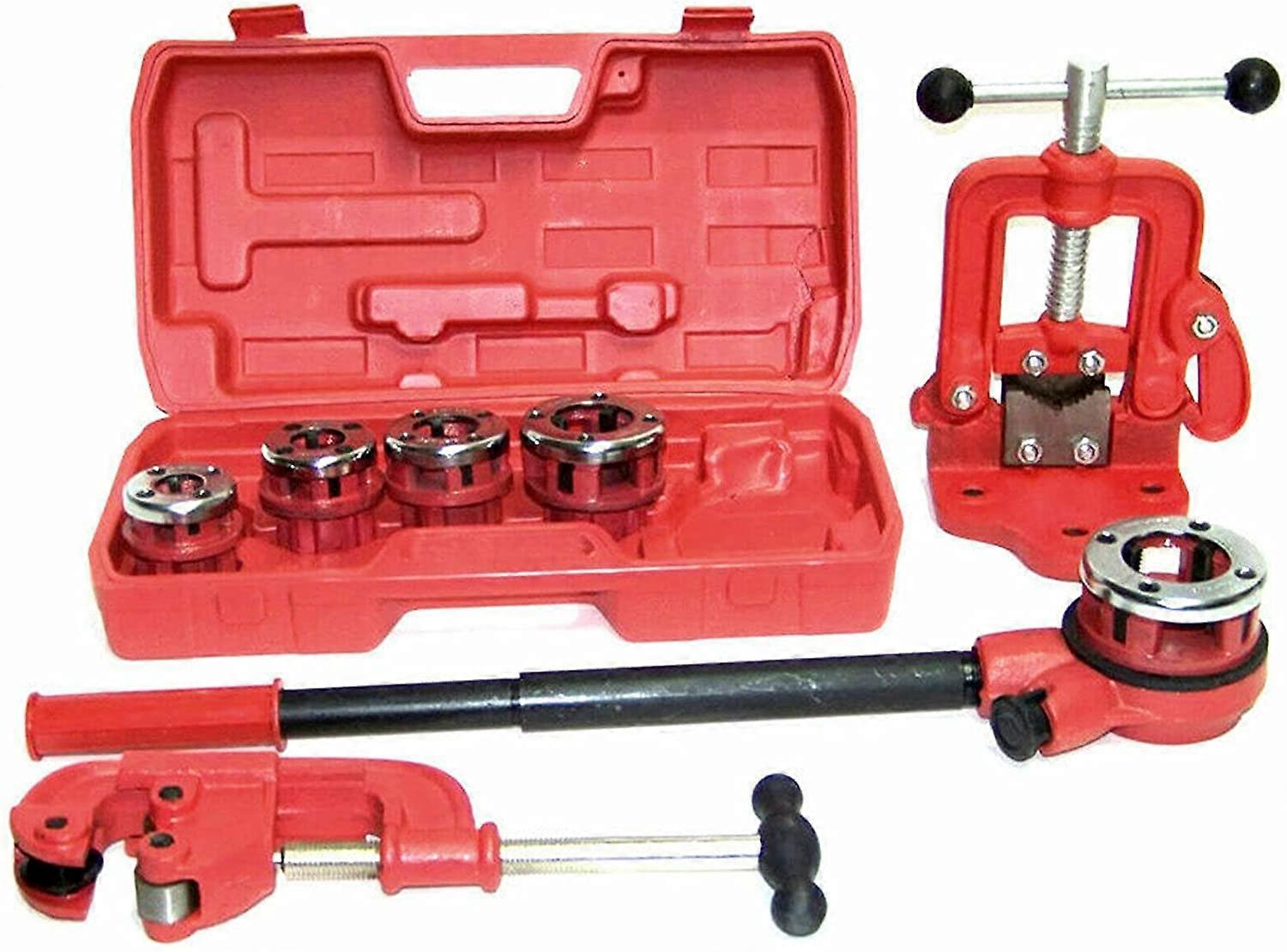 Manual Ratcheting Pipe Threader Kit, Sizes 3/8", 1/2", 3/4", 1", 1 - 1/4", BSPT