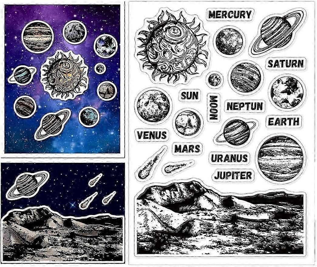 1Sheet Planet Clear Silicone Stamps