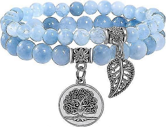 SZTXJ天然石ブレスレット-女性の天然真珠のブレスレット-生命の木と葉のアクセサリーが付いたブレスレットのセット