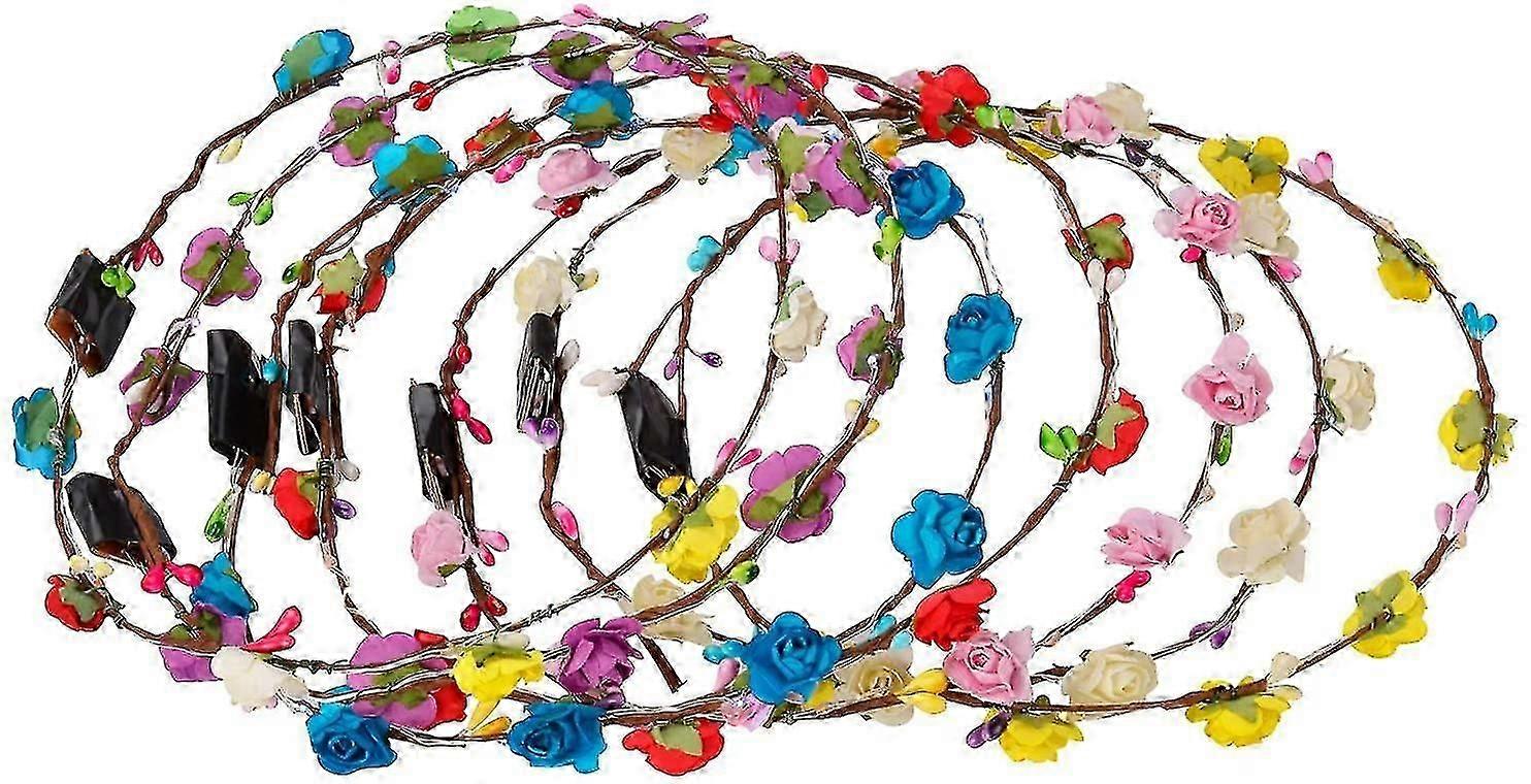 Pakke med 10 LED-blomsterkranser, lysende hodeplagg til fest