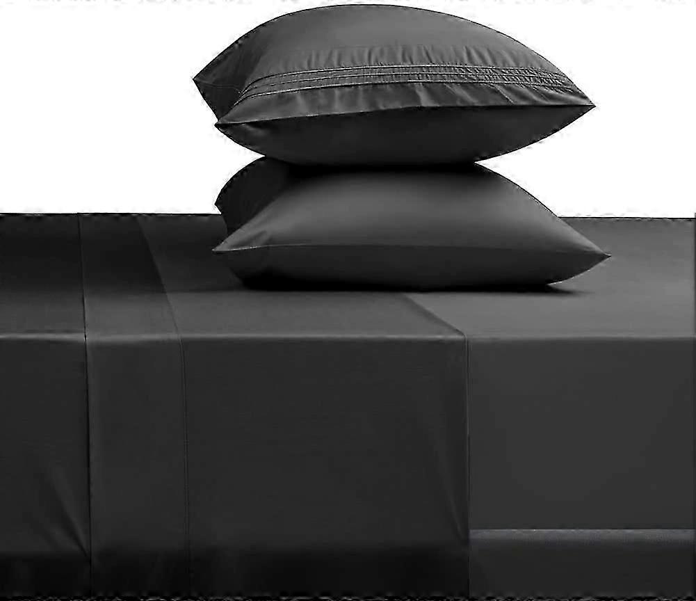 Bed Sheet Set Super Soft Microfiber 1800 Thread Count  16In Deep PocketWrinkle-3 Piece (Black,Twin)