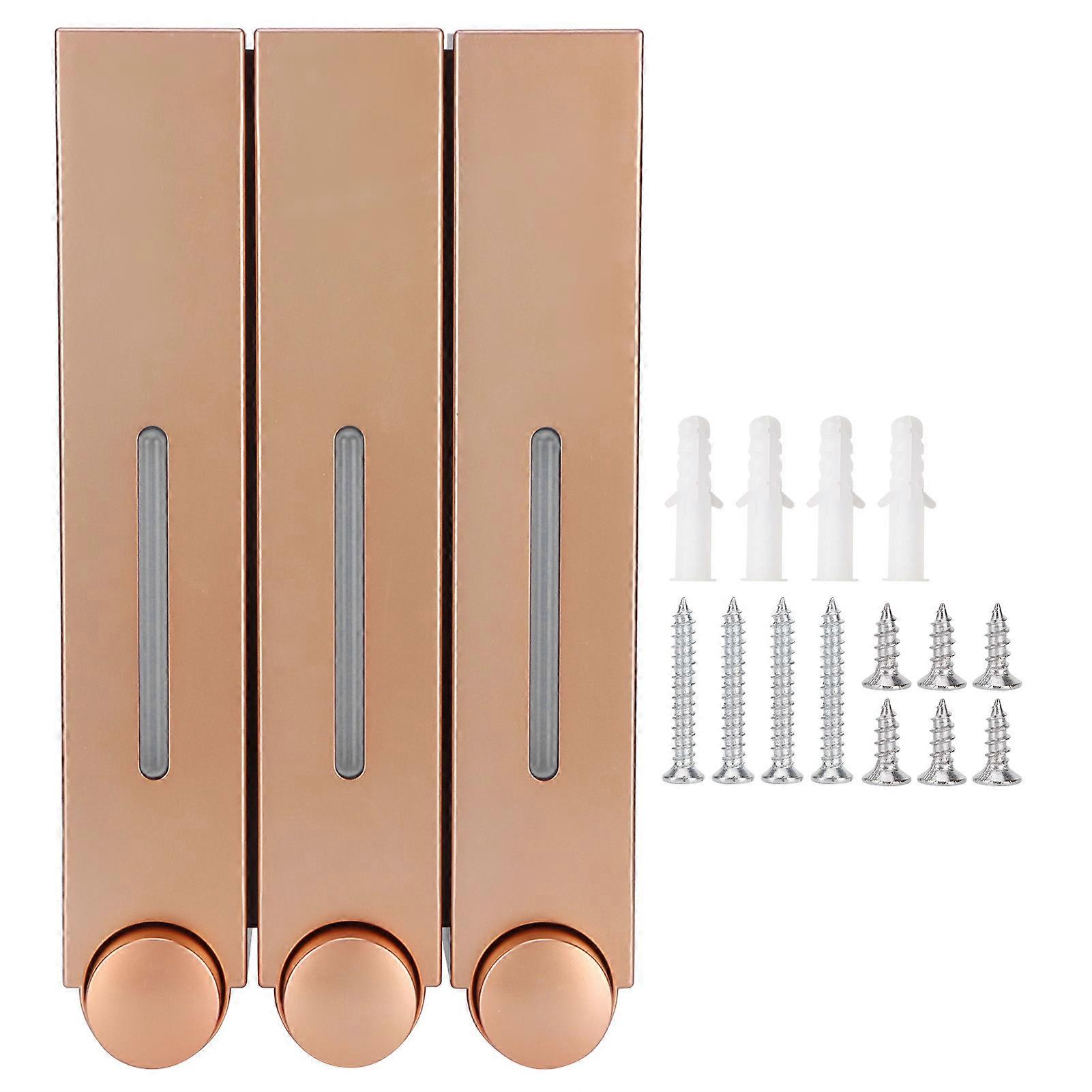 420MLx3 Wall Mounted Liquid Soap Dispenser for Bathroom and Kitchen Gold Finish, Durable Plastic, Modern Design