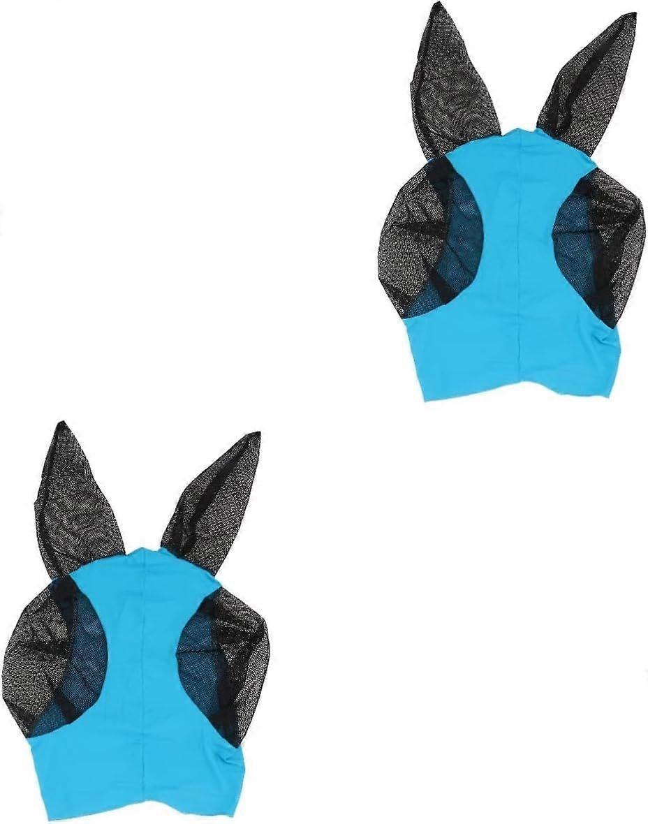 2pcs Horse Face Fly Bite Repellent Mask Outdoor Mesh Fly Bite Repellent Horse Head Blue