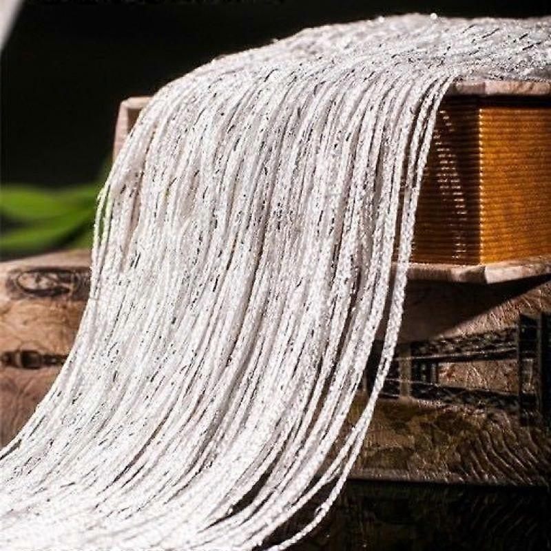 Glitter Door String Curtain Silver Ribbon Shiny Tassel Flash Line Curtain Valance for Window Room Home Decoration Hanging Beaded Room Divider Net