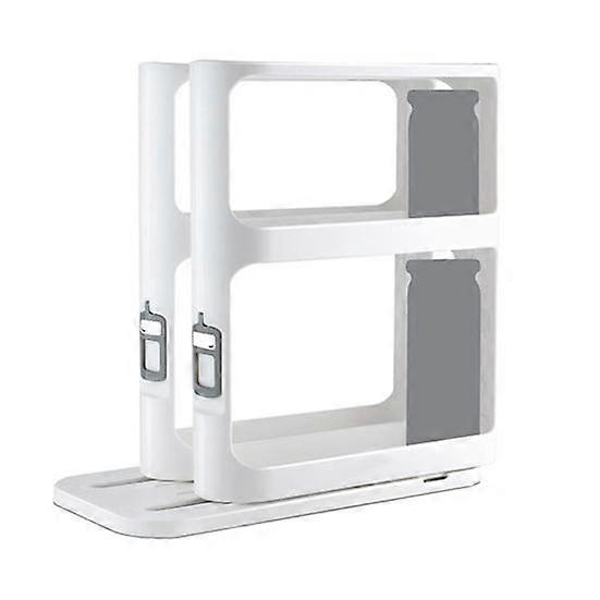 Kitchen Rotating Storage Stand Pull And Rotate Spice Rack Double Layers Large Capacity Non-Skid Base Shelves Cabinet Caddy Organizer