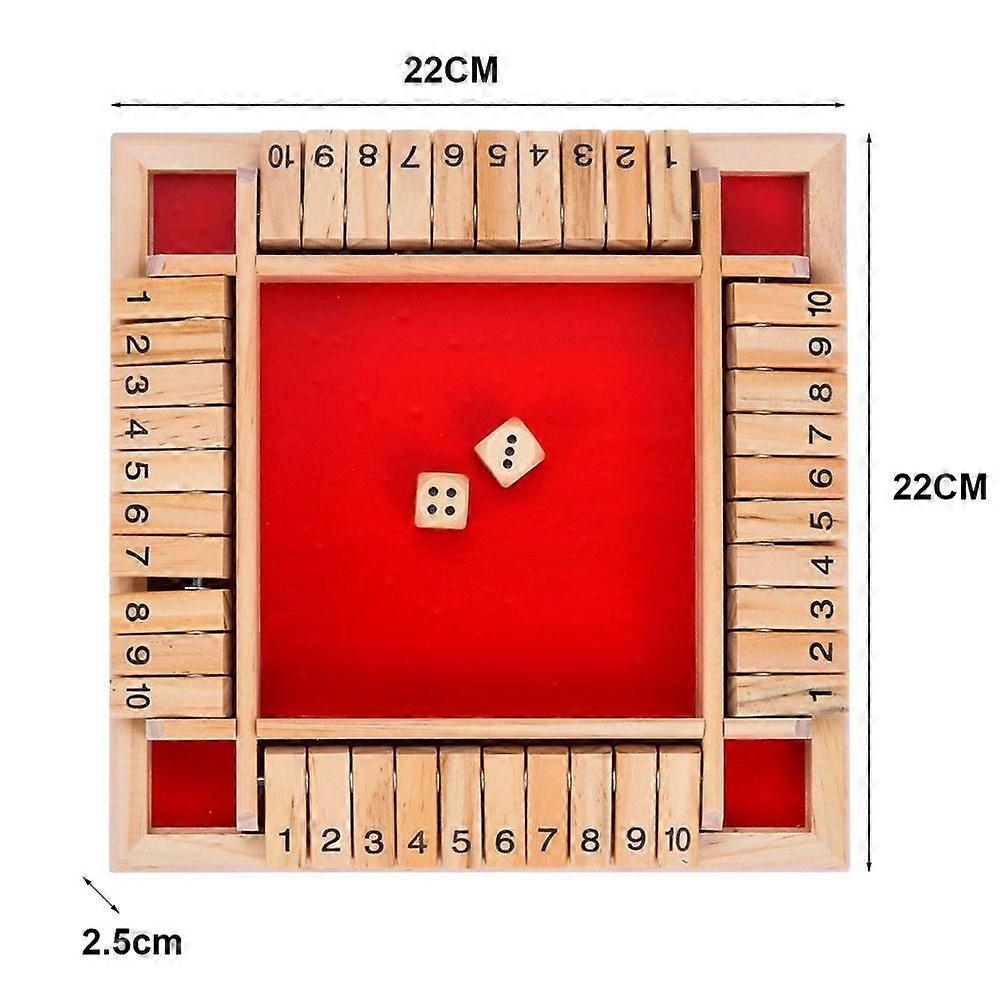 Wooden Dice Board Game Shut The Box for 4 Players Flaps & Dices Game Parent-children Interaction Family Entertainment