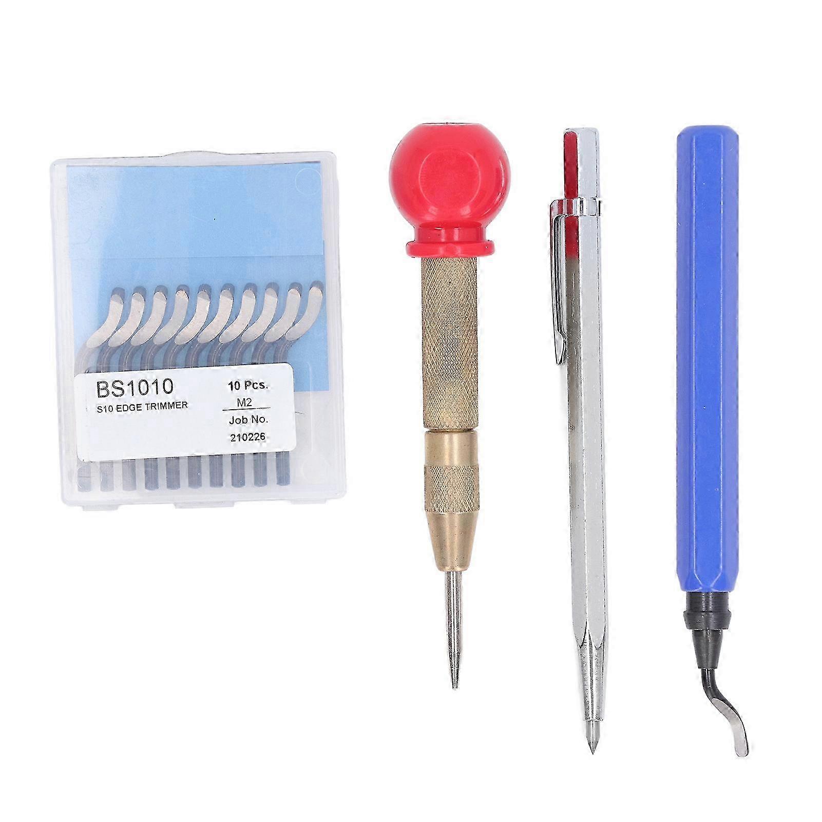 Deburring Tool Kit High Speed Steel Rotary Burr Removal Blades with Hole Puncher Scribing Pen