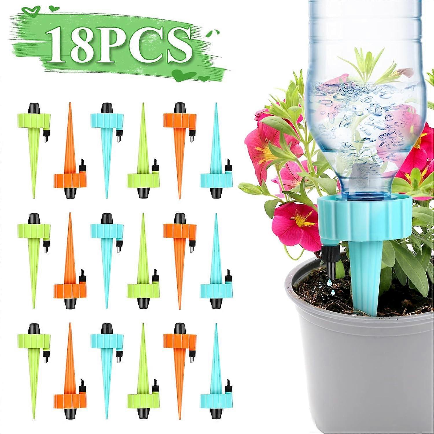 18pcs Drip Irrigation Kit, D RIP Bottle, Automatic Watering Kit Adjustable Valve Sprinkler
