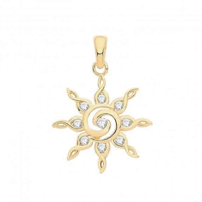 Acotis Silver Pendant Set Gold Plated Zirconia Twirl Star G61082GP