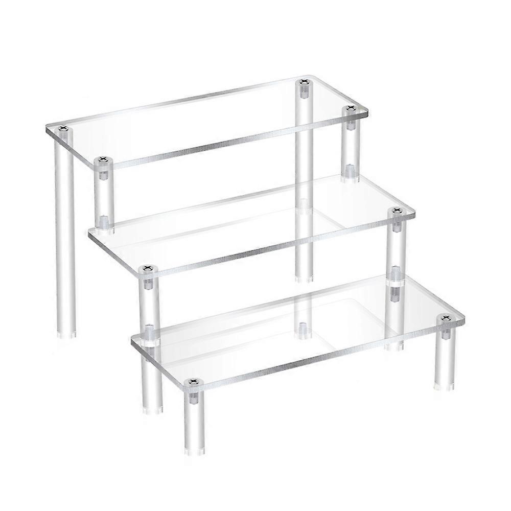 Reusable Display Holder For Retail And Home, Space Saving Design With Clear Cupcake Stand, Two Three-Tier Acrylic Display Risers For Perfume