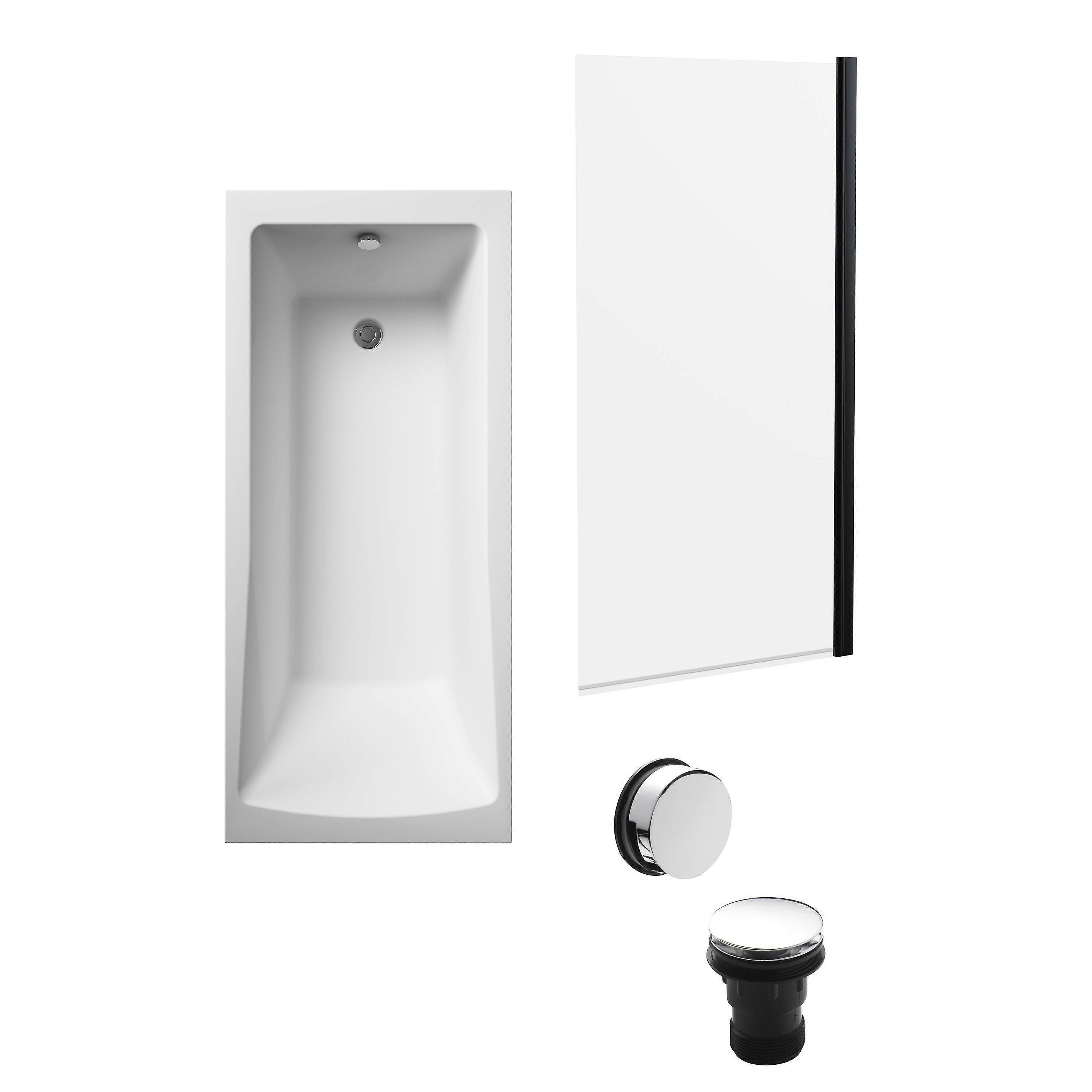 Square Single Ended 1700x700 with Leg Set & Black Screen & Chrome Waste