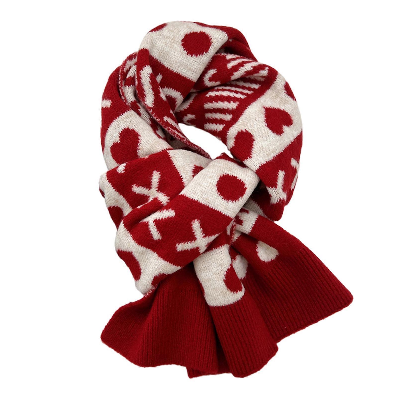 Stylish Blanket Scarf with Heart Dot Pattern Long Large Oversized Warm Soft Shawl Perfect Gift for Trendy Individuals Red