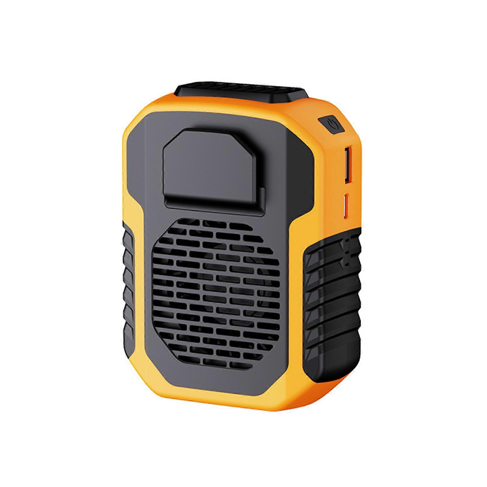 מיני מאוורר נטענת מותניים קליפ מאוורר עם 3 רמות מהירות מתכווננת כיוון רוח מאוורר נייד לקמפינג חיצוני כתום